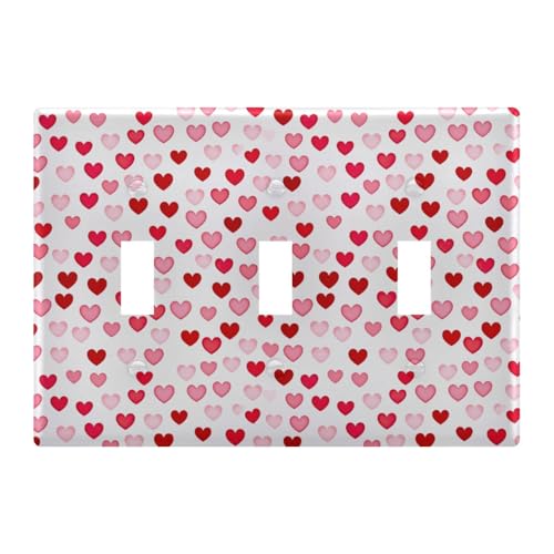 Light Switch Cover Red Heart Valentine Wall Plates for Electrical Outlets 3 Gang 202a8773