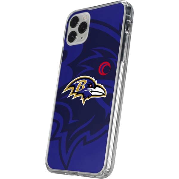 Skinit Clear Phone Case Compatible with iPhone 11 Pro - Officially Licensed NFL Baltimore Ravens Double Vision Design