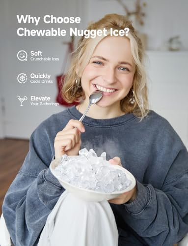 EUHOMY Nugget Ice Maker Countertop, 40Lbs/24H Pebble Ice Maker Machine, Self-Cleaning Countertop Sonic Ice Makers with Ice Scoop&Basket, Pellet Ice Maker Machine for Home/Kitchen/Office - 2