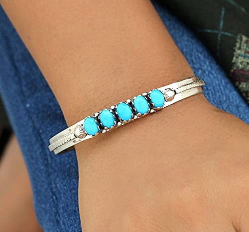 Turquoise Cuff Bracelet, 925 Solid Sterling Silver Bracelet, Sleeping Beauty Natural Turquoise Stone, Cuff Bracelets For Women, Handmade Bracelet, Gift, Christmas Gift, Gift For Wife #TOP1