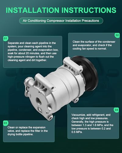 Image of SCITOO AC Compressor fit for Cadillac for Escalade 5.7L 1999 2000 | Fast Cooling, Ultra Low Noise (≤72 dB)Air Conditioner Compressor with Clutch, Easy Installation, 1136527 19151514