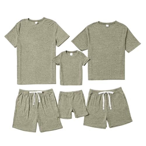 IFFEI Mommy and Me Pajamas Family Matching Pj Sets 2 Piece Lounge Set Soft Loungewear Sleepwear Tops and Shorts with Pockets2