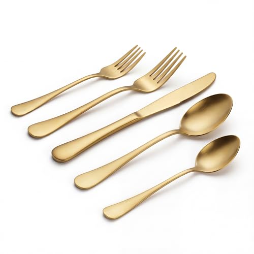 LIANYU 20 Piece Matte Gold Silverware Set...