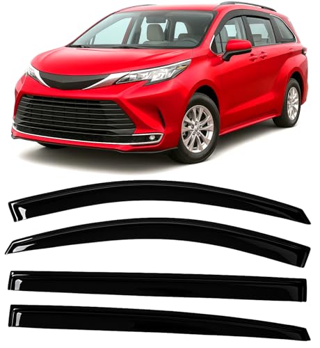 2021-2026 Tape-On Rain Guards for Toyota Sienna Side Window Visor Deflectors Extra Thick Tinted Vent Shades LE XLE XSE Limited Platinum 2022 2023 2024 2025