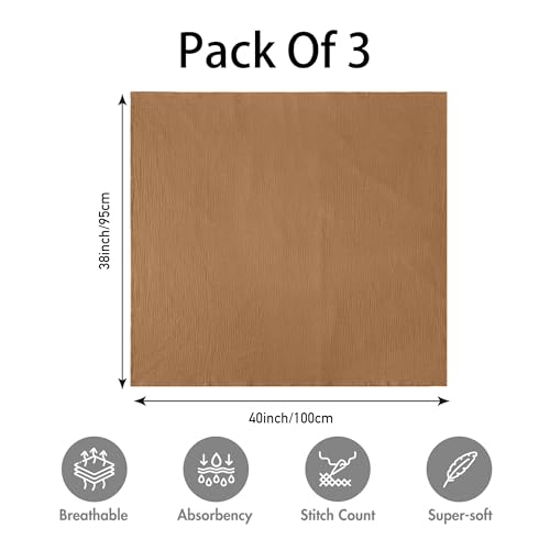 Image of GLLQUEN BABY Muslin Swaddle Blankets for Newborns, Large 40''x38'', 3-Pack | 100% cotton, ultra soft and breathable, gentle on sensitive newborn skin, Multi-use as swaddle wrap, receiving blankets