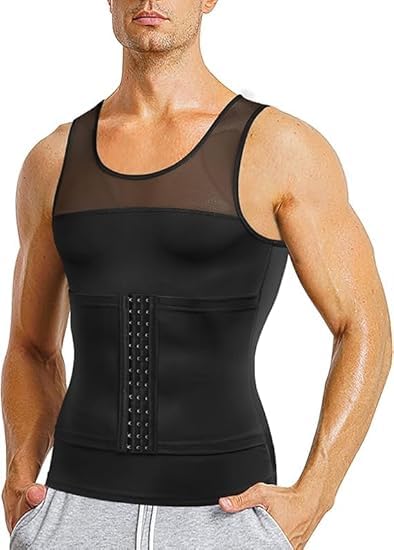 KUMAYES Camisetas interiores para Hombre Faja Reductora Compresión Camiseta Moldeador Shaper Compresión Chaleco (L, Negro)