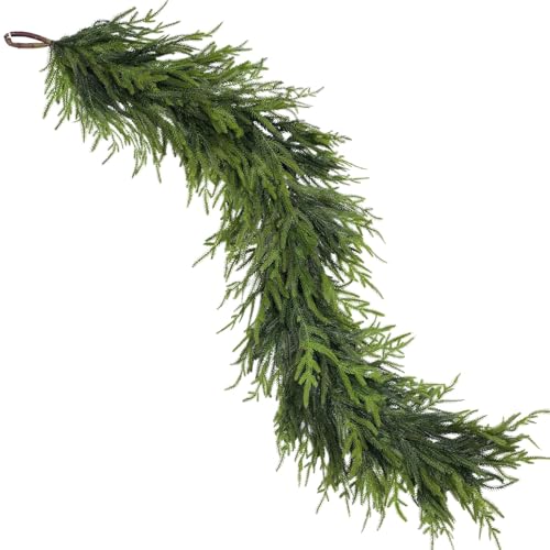Artificial Norfolk Pine Garland - Faux Christmas Garland Fake Green Garland for Fireplace,Table, Stairs, Mantle, Window,Indoor Outdoor,Home,Holiday Decor (2 PCS,9 FT) - Image 9