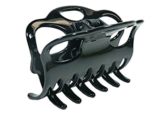 Charles J. Wahba Large Oval Cutouts Hair Claw - Black Color - Handmade FRANCE