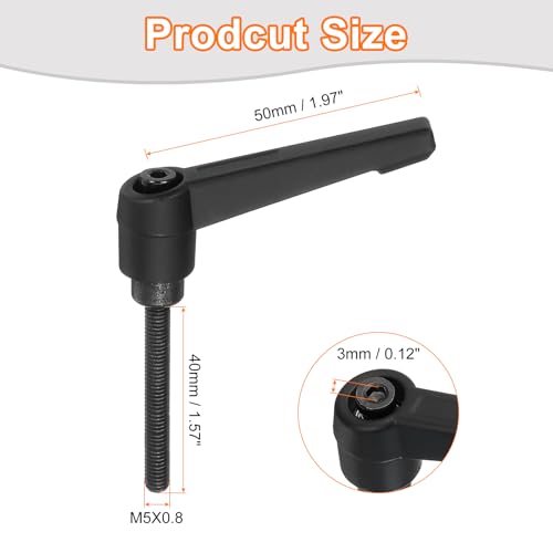 Image of uxcell 4Pcs M5 x 40mm Adjustable Knobs Handle Male Thread Push Button Ratchet Quick Release Locking Rotating Bolt for Lathe Machinery, Black
