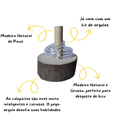 Brinquedo Pega Argola para pássaros, calopsita, periquito, agapones,