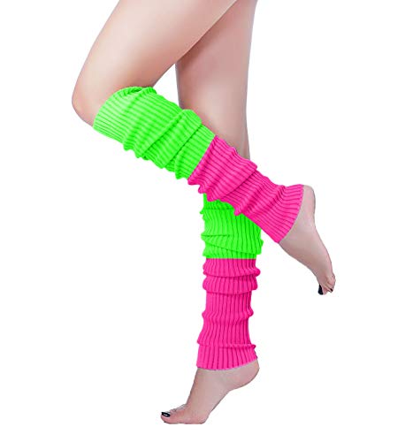 Image of v28 Women Warm Leg Warmers 80s Retro Party Costume Knit Ballet Neon Long Socks