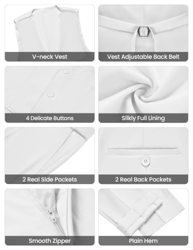 Image of WULFUL Men's Slim Fit Suit One Button 3-Piece Blazer Dress Business Wedding Party Jacket Vest & Pant