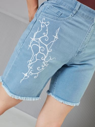 Image of Miss Chase Women's Relaxed Fit Mid Rise Highly Distressed Regular-Length Denim Shorts
