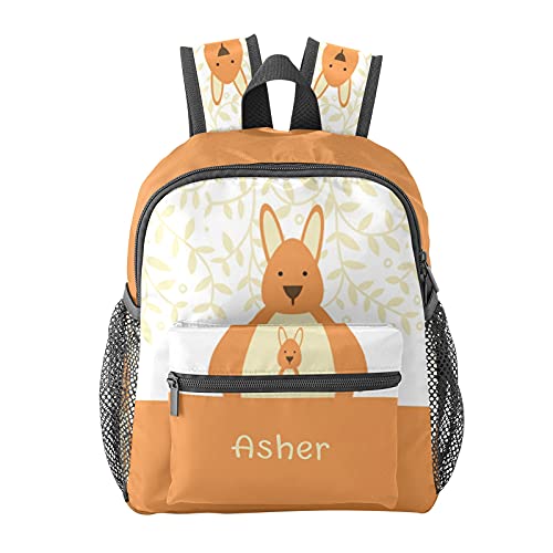 Grandkli, Cute Kangaroo Personalized Kids Toddler Backpack for Boys Girls ,Custom Mini School Backpack Bags Kindergarten, P10089, 10In(L) x 4In(W) x 12In(H)
