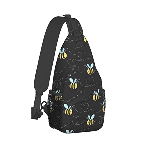 WURTON Bumble Bees Print Crossbody Backpack Shoulder Bag Cross Chest Bag For Travel, Hiking Gym Tactical Use
