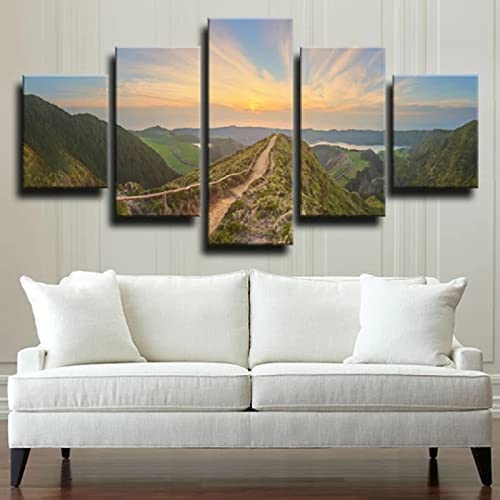Lever du soleil paysage montagnes tableau salon décoration bureau