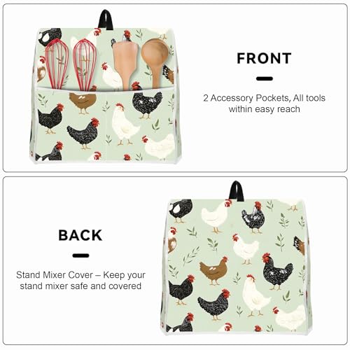 Image of Kitchen Dust Cover Compatible with 4.5 5 6 8 quart Stand Mixer, Kitchen Appliance Protective Covers with Top Handle and Pocket (Chicken, For 4.5 qt and All 5 qt Mixer)