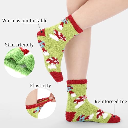 Image of Skicuff 6 Pairs Women Fuzzy Socks Bulk Slipper Warm Sleeping Crew Socks for Women Men Microfiber Soft Holiday Teacher Gifts