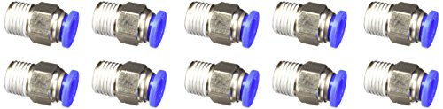 MettleAir MTC 8-N02 Push to Connect Straight Male Fitting, 8 mm OD, 1/4