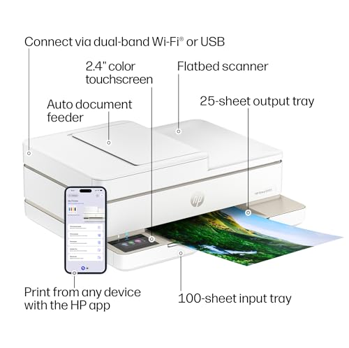 Image of HP Envy 6555 Wireless All-in-One Color Inkjet Printer, Print, Scan, Copy, Duplex Printing Best-for-Home, 3 Month Trial of Instant Ink Included, AI-Capable (C2XR6A) Portobello