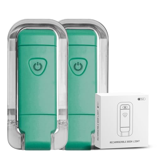 Image of EGWASER Book Light for Reading in Bed, USB Rechargeable Clip on Book Lights, 3 Brightness Adjustable Dimmable Bookmark Light for Eye-Protection, Reading Lamp for Bookworms, Travel (2-Pack Dark Green)
