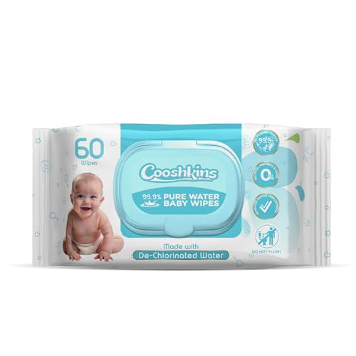 De-Chlorinated Pure Water Baby Wipes | Soft &amp; Thick 60 Count (Pack of 1) Gentle Unscented Wipes for Sensitive Skin | 99.9% Pure Water Based | Alcohol-Free, Paraben-Free