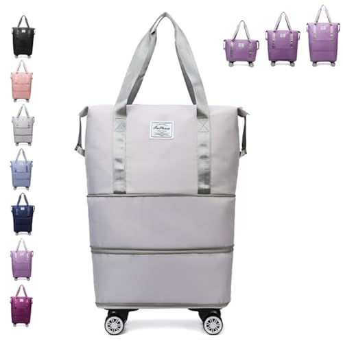 Klarson Expandable Bag with Wheels, Klarson Expandable Travel Bag with Wheels, Klarson Scratch Expandable Bag, Klarson Foldable Suitcase Without Handle (Gray)
