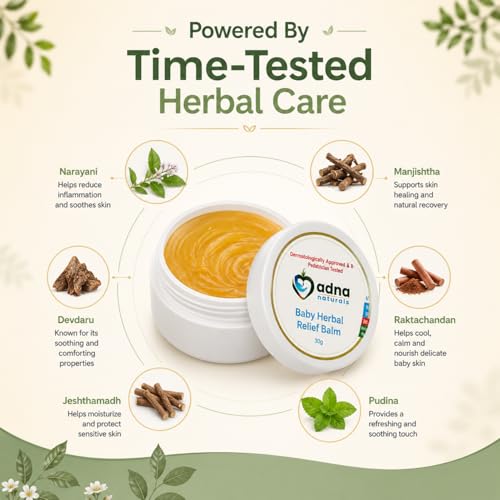 Image of Baby Herbal Relief Balm for Hurts & Falls | Herbal Extracts of Narayani, Manjishtha, Raktachandan , Devdaru, Jeshthamadh | Dermatologist + Peditrcian Tested, Zero Tolerance to Toxins (30 gm) INDIA'S FIRST BABY BALM for Hurts
