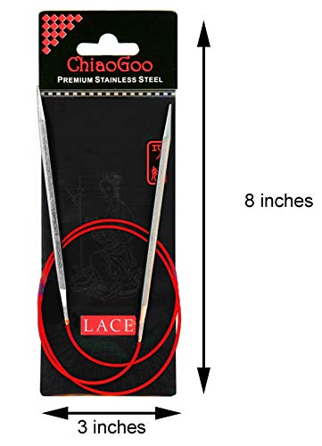 Image of ChiaoGoo Red Lace 40 inch (102cm) Circular Knitting Needles US Size 10.75 (7mm) Stainless Steel 7040-10.75 with Stitch Holder