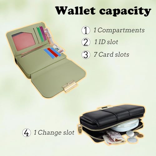 Andiker Women’s Wallets, Large Capacity Trifold Wallet with Zipper Coin Pocket Card Holder for Women Travel Daily Use (Black)3