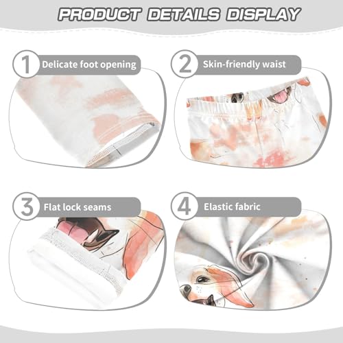 Watercolor Dog Cute Animal Girls Casual Leggings for Kids Printed Long Pant Bottoms Stretch and Soft3