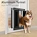 PATAPLUS Aluminum French Large Dog Door, Heavy-Duty with Strong Double Magnetic Flaps & Aluminum Telescoping Tunnel, for Large/Medium Dogs Up to 110LBS - Black