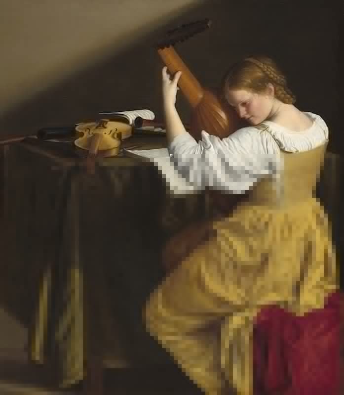 Affiche le joueur de luth d'Orazio Gentileschi toile de salon 60x90cm