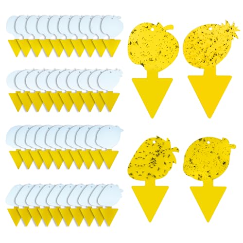 KIKALIFE Fruit Fly Trap & Fungus Gnat Traps 40 Pack – Yellow Sticky Gnat Traps for House Indoor & Outdoor Plants, Non-Toxic and Odorless Insect Bug Catcher