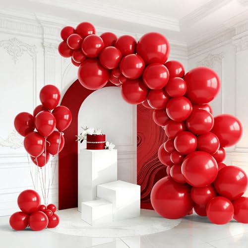 154 PCS of Red Balloons in Different Sizes (18 12 10 And 5 Inches) for Garland and Arches Premium Latex Balloons for Wedding Anniversary Bachelorette Casino Cherry Birthday Party Decorations