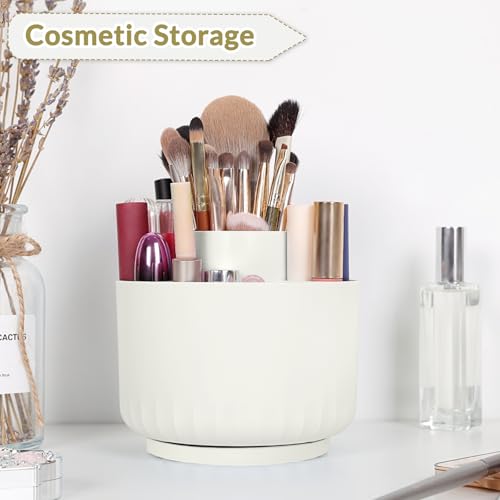 Image of SKYDUE 360 Degree Rotating Desk Organizer, Small Dual-Purpose Pencil Pen Holder for Desk, Rotating Pencil Cup with 5 Slots, Office Supplies, Desk Decor for Office, School, Home