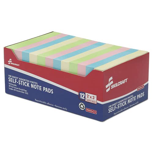 Bloc de notas autoadherente  Pastel  Liso  2.0 x 3.0in  Surtido pastel