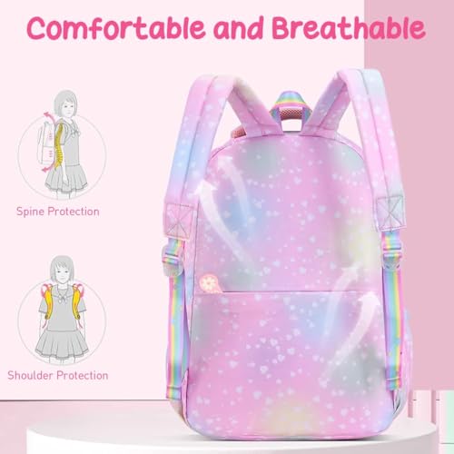 LUXONIX Cute Bow Cartoon Backpack Pink 18 Inch - Image 5