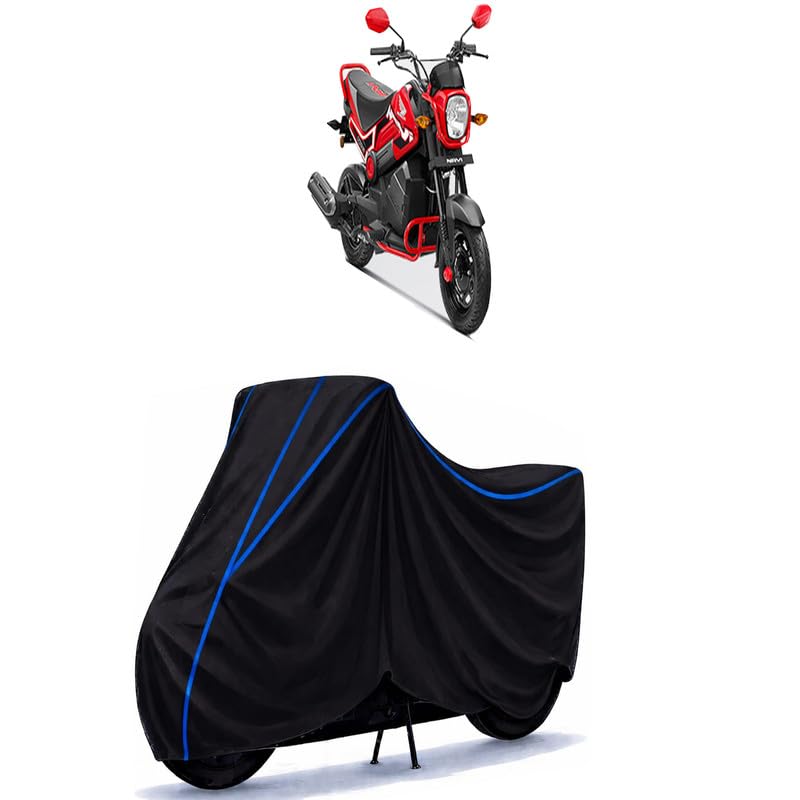 Image of Navi Bike Cover Water Resistant Universal Motorcycle Rain | Heavy Duty UV Protection, Dust, Scratch Indoor Outdoor All Weather with Black Blue Piping Elastic