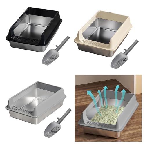 Bandeja grande de acero inoxidable para arenero de gatos miniatura 2