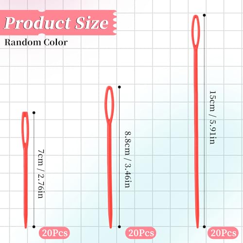 Image of 60 Pcs Plastic Sewing Needles Plastic Needles for Kids Large Eye Sewing Needles Yarn Needles Learning Needles for DIY Sewing Handmade Crafts, 2.7 /3.5 /5.9 Inch