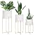 Sinolodo Mid Century Planter with Gold Plant Stand, 3 pcs Modern Planters for Indoor Plants, Metal Floor Planter Set with Foldable Stand(Pack of 3)