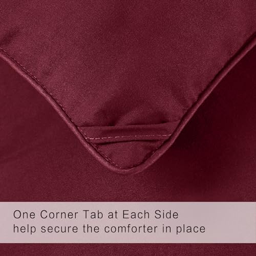 Image of COHOME Oversized Queen Size Warm Comforter - All-Season Duvet Insert | Quilted Down Alternative Comforter,Luxury Hotel Ultra-Soft, Anti-Clump Tech & 8 Tabs, Machine Washable, Burgundy 98 inch x 98 inch