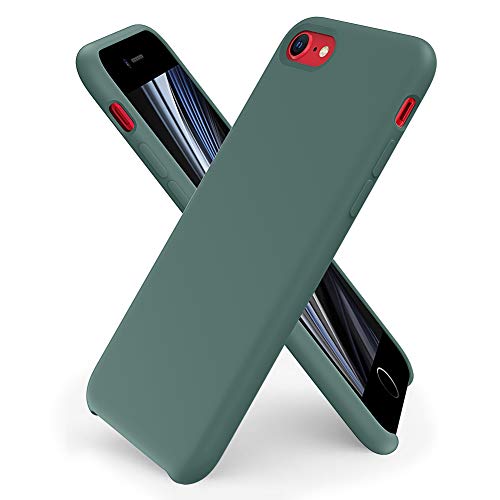 ORNARTO Vloeibare siliconen hoes voor iPhone SE (2020), iPhone 7/8 slanke vloeibare siliconen zachte gel rubberen hoes voor iPhone 7/8/SE (2020) 4.7"-dennengroen
