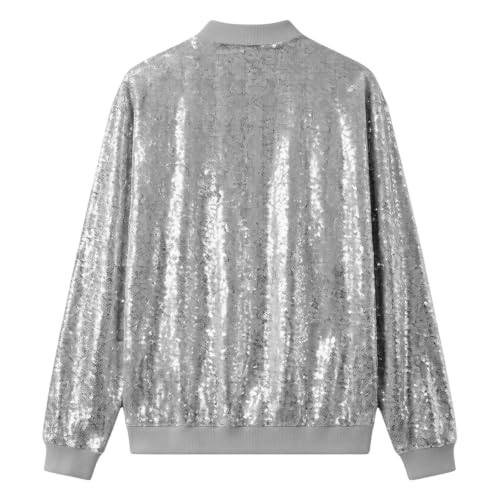 Drymnoc Sequin Jackets For Women Lightweight Sparkly Zip Up Bomber Jacket - image 6