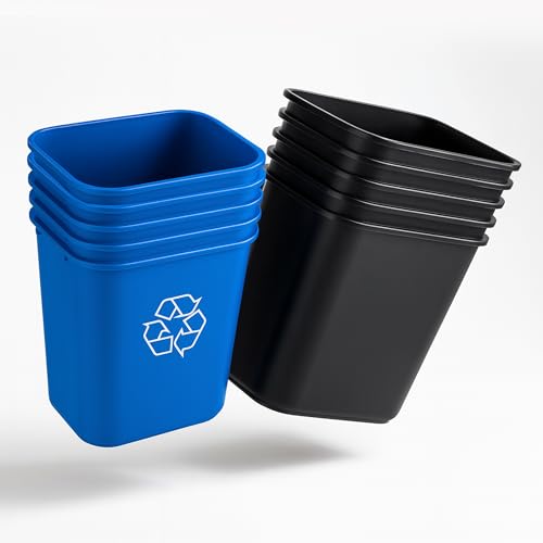 Combo de 10 canecas de basura y reciclaje 7 gal negro y azul