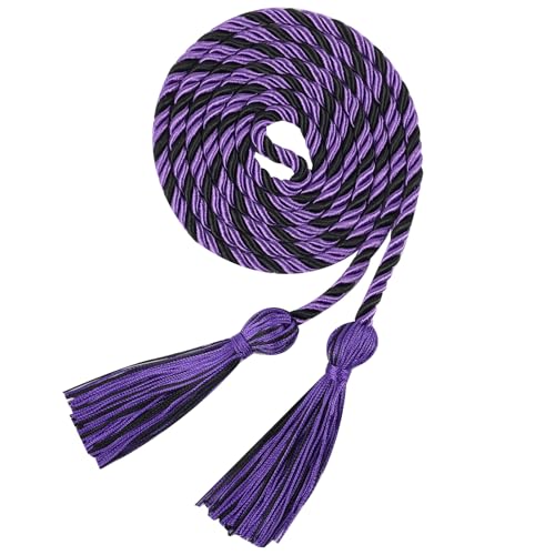 Image of Graduation Honor Cord 68 inch Grad Braided Honor Cords with Tassel Honor Rope Grad Cords for Graduation Students Bachelor Master Doctoral Gown Grad Decor (Purple and Black)