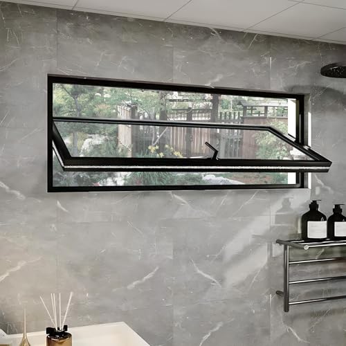 44x23 Basement Window with Tempered Glass, Adjustable Ventilation Windows, 728 Degree Rotation Home...