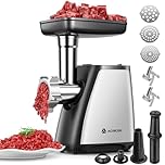 AAOBOSI Meat Grinder, 3-in-1 Meat Grinder Electric [2800W Max] with 2 Blades,4 Plates,Sausage Stuffer,Kubbe Kit, for Home Kitchen Use, Stainless Steel