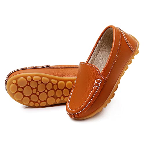 Image of SOFMUO Boys Girls Leather Loafers Slip-On Oxford Flats Boat Dress Schooling Daily Walking Shoes(Toddler /Little Kids)